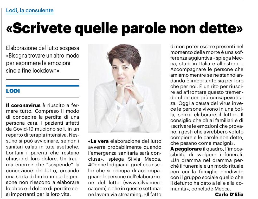 Intervista Il Giorno 15 aprile 2020